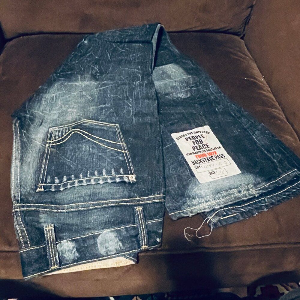PEOPLE For Peace Embroidered Denim flowers butterflies bespoke handmade 26 NWT - Picture 3 of 7